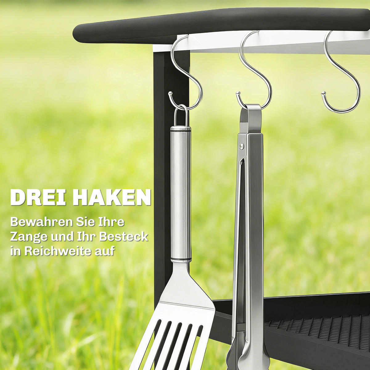 GRILLWAGEN Edelstahl Metall Schwarz - Schwarz, Metall (51/80/77cm) - Outsunny