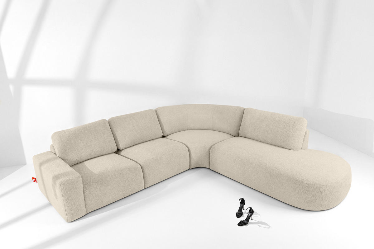 ECKSOFA RECHTS ZUCCO, Hellbeige - Hellbraun, Holz/Holzwerkstoff (304/293cm) - KONSIMO®