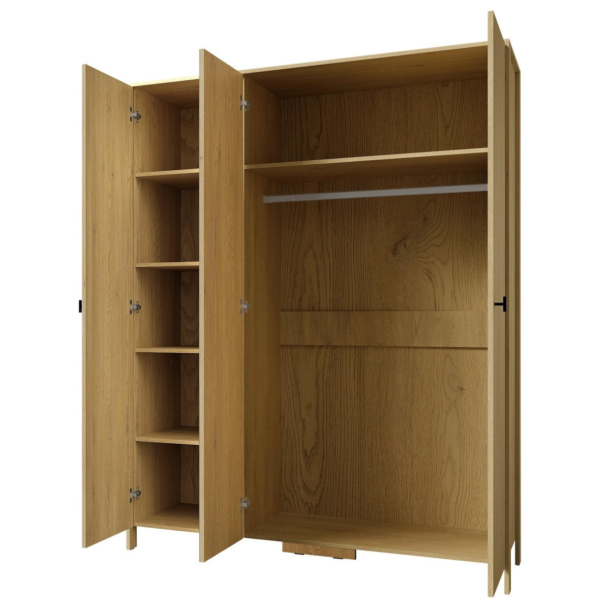 DREHTÜRENSCHRANK mit Spiegel Ethan 3D 150 Eiche Cremona - Eichefarben/Schwarz, Holzwerkstoff/Metall (148/200/60cm) - mzm24