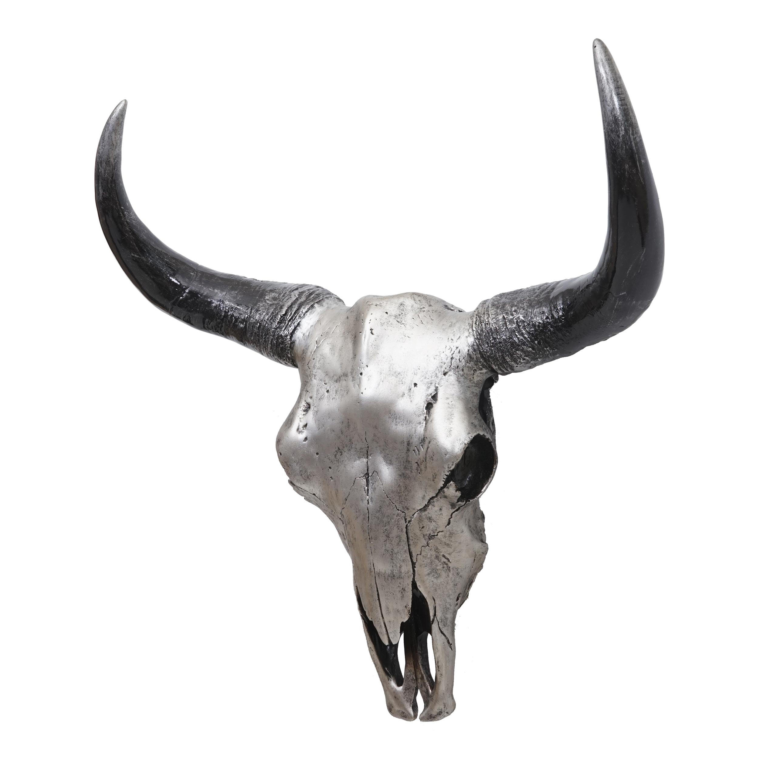 DEKO SCHÄDEL STIER Silbergrau - Grau, Stein (42/45/15cm) - MCW