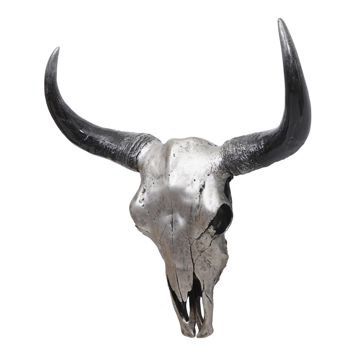 DEKO SCHÄDEL STIER Silbergrau - Grau, Stein (42/45/15cm) - MCW