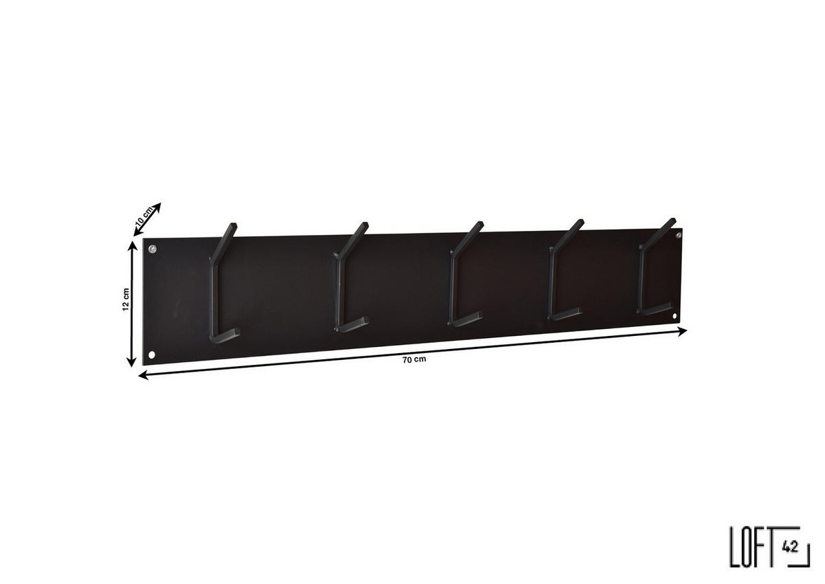 KLEIDERABLAGE Factory Schwarz - Schwarz, Metall (12/70/10cm) - LOFT42