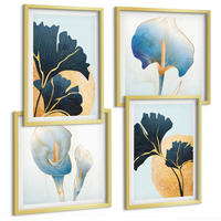 BILDER SET 4er Set - 50x50 cm & 40x60 cm Goldrahmen - Zitronenweinporträt Kahlo - Goldfarben, Kunststoff (50/50cm) - TULUP