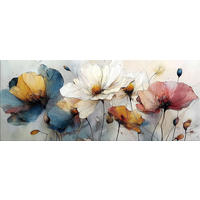 GLASBILD 125x50 cm Mohnblumen Kunst - Beige, Glas (125/50cm) - artissimo