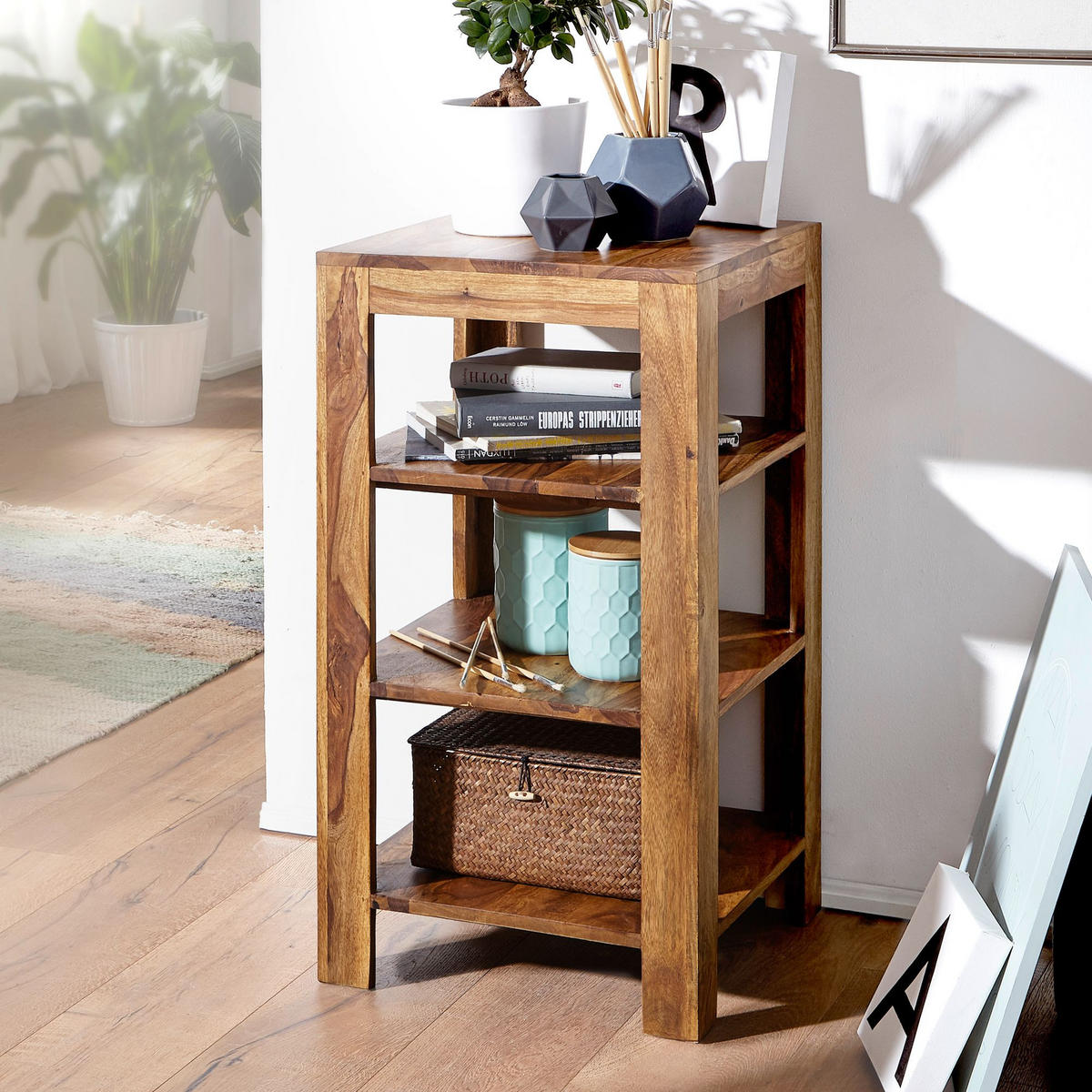 BÜCHERREGAL Massivholz Handgefertigt Pflegeleicht, Braun 44x44x80 cm - Braun, Holz (44/80/44cm) - KADIMA DESIGN
