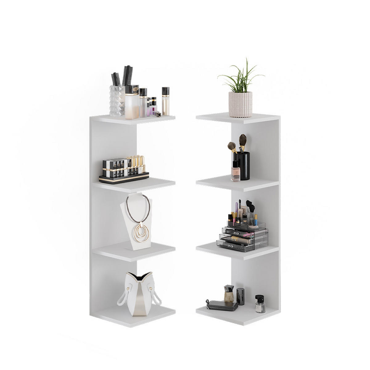 WANDREGAL Paolo Weiß 30 x 95 cm 2er Set - Weiß, Holzwerkstoff (30/95/28cm) - Vicco