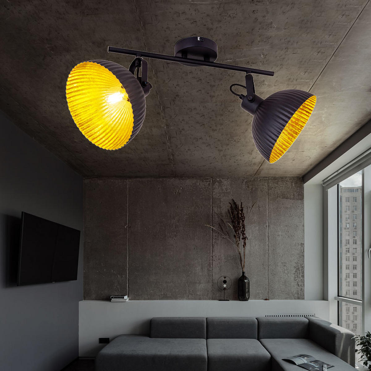 DECKENLEUCHTE Metall Schwarz-Gold - Schwarz, Metall (40/18/22cm) - Globo Lighting