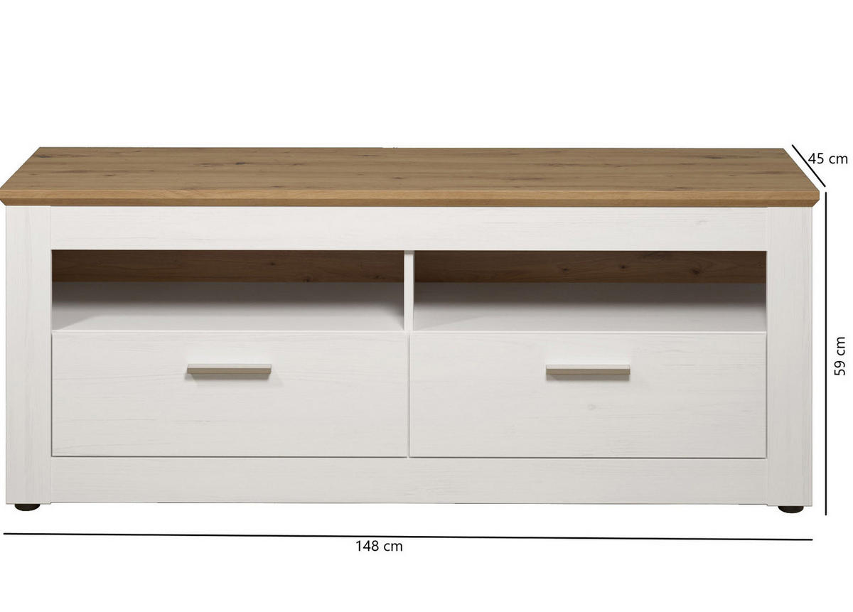 TV-ELEMENT Weiß - Weiß, Holzwerkstoff (148/59/45cm) - ebuy24