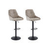 BARHOCKER 2er-Set höhenverstellbar - Strukturstoff & schwarzes Metall - Taupe - LARANZA - Braun, Textil (48.5/118/54cm) - Vente-Unique