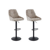 BARHOCKER 2er-Set höhenverstellbar - Strukturstoff & schwarzes Metall - Taupe - LARANZA - Braun, Textil (48.5/118/54cm) - Vente-Unique