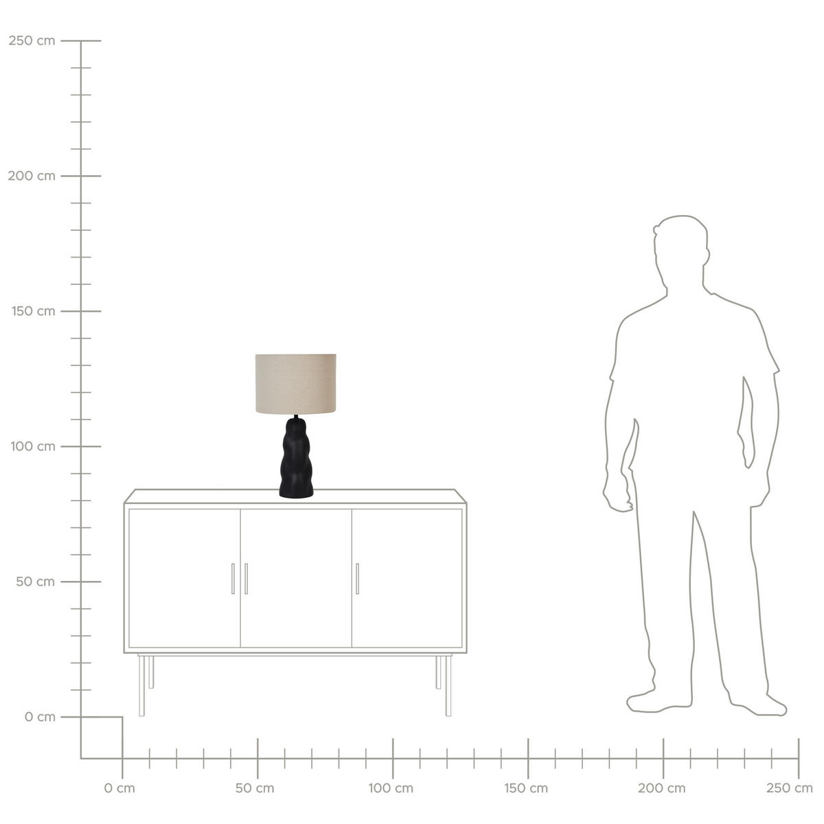 TISCHLAMPE Schwarz Vilar - Beige/Schwarz, Keramik (30/30/51cm) - Beliani