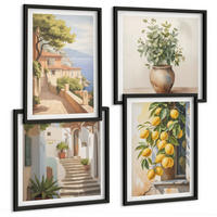 BILDER SET 4er Set - 50x50 cm & 40x60 cm Schwarzer Rahmen - Blumen in einer Vase, ein Meer aus Zitronen - Schwarz, Kunststoff (50/50cm) - TULUP