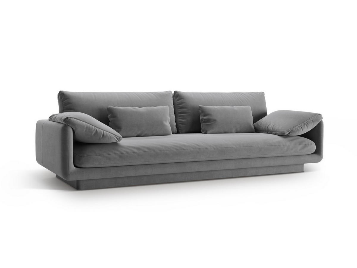 SOFA Torino aus Samt hellgrau 4 Sitzplätze - Hellgrau, Textil (250/83/103cm) - Micadoni