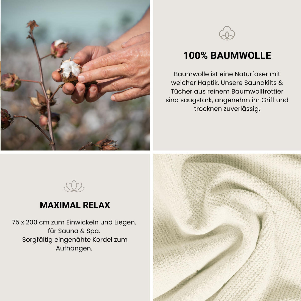 HANDTUCHSET Turin - 4-teilig - 50x100 cm - Offwhite - Weiß, Textil (50/100cm) - SCHIESSER