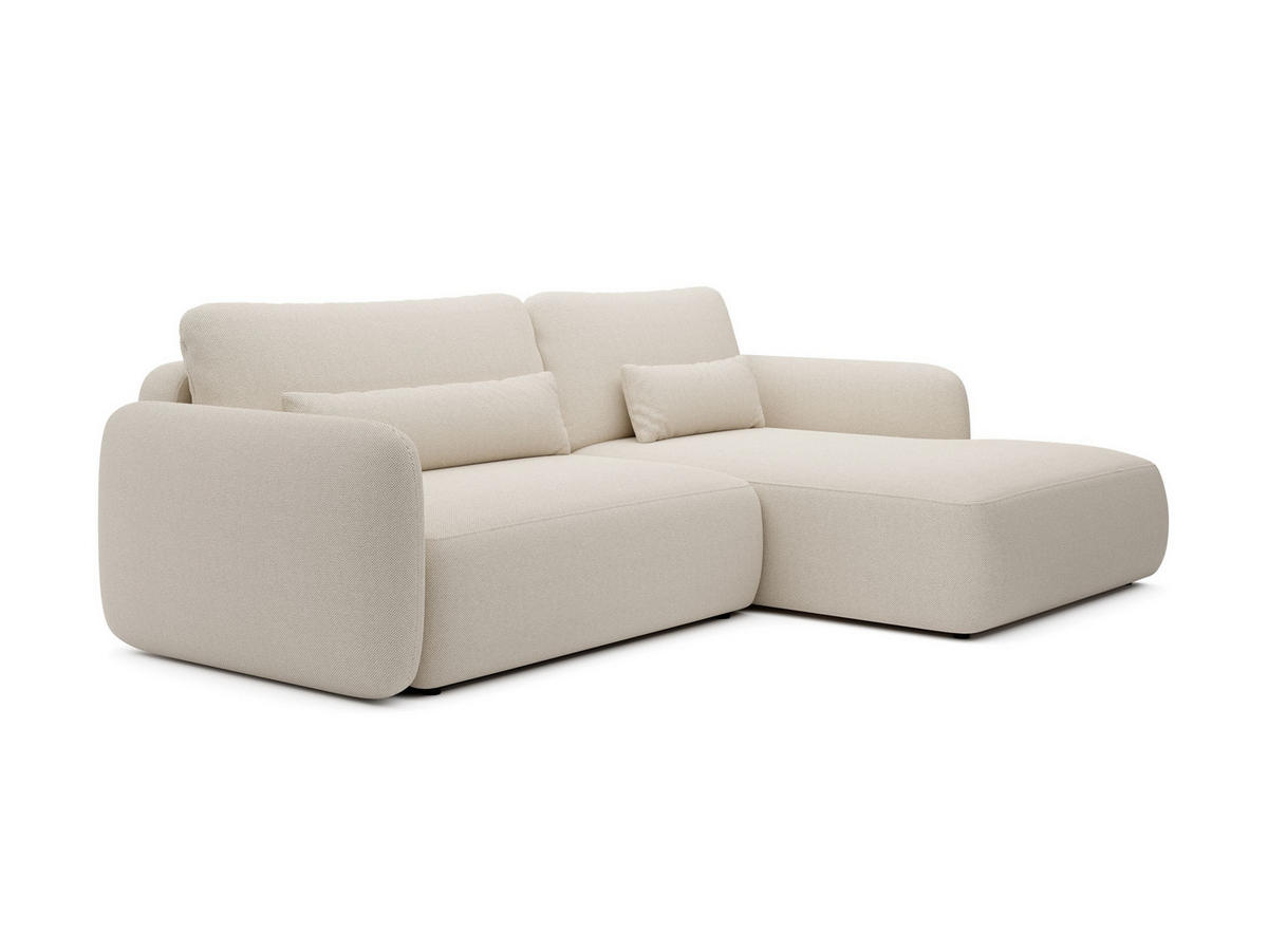 ECKSOFA ATTO Beige Jersey mit Schlaffunktion - Beige, Holz (243/163cm) - MASSENO