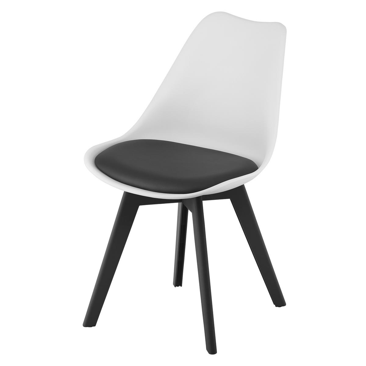 ESSZIMMERSTUHL RIKX Schwarz-weißer Sitz, schwarze Beine - Schwarz, Kunststoff (49/82/43cm) - Valora