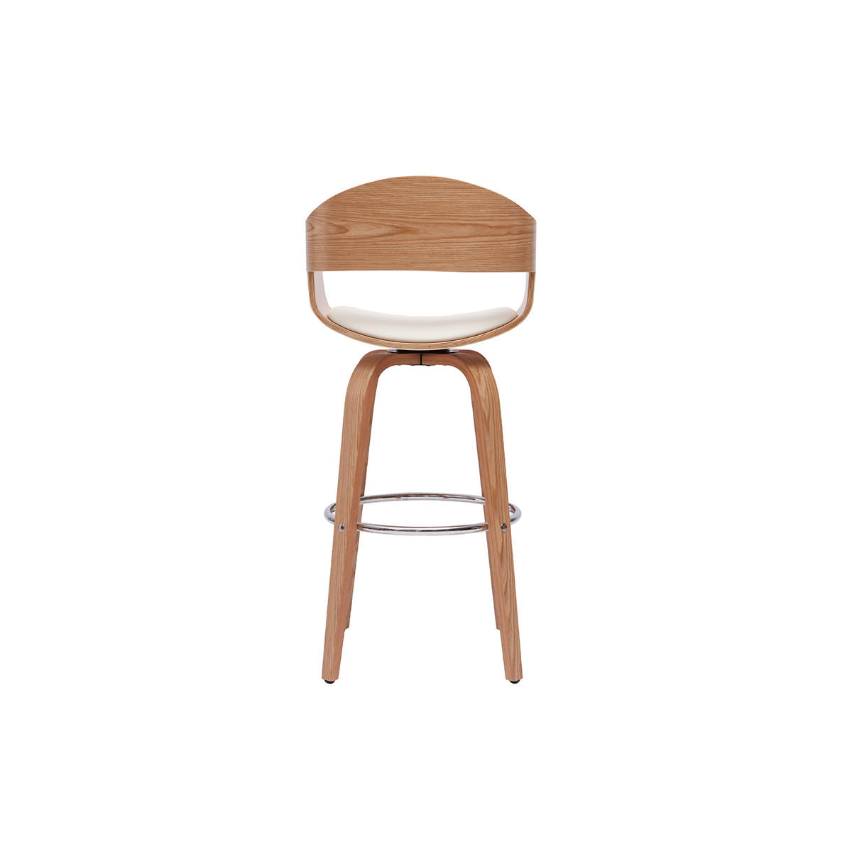 BARHOCKER 360Á Drehbar Helles Holz H67 cm GAO - Weiß, Holz (55/96/55cm) - Miliboo