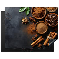 HERDABDECKPLATTE Zimt - Beton - Kaffee - Zimtstangen - Gewürze 77x59 cm - Mokka, Kunststoff (77/0.2/59cm) - MuchoWow