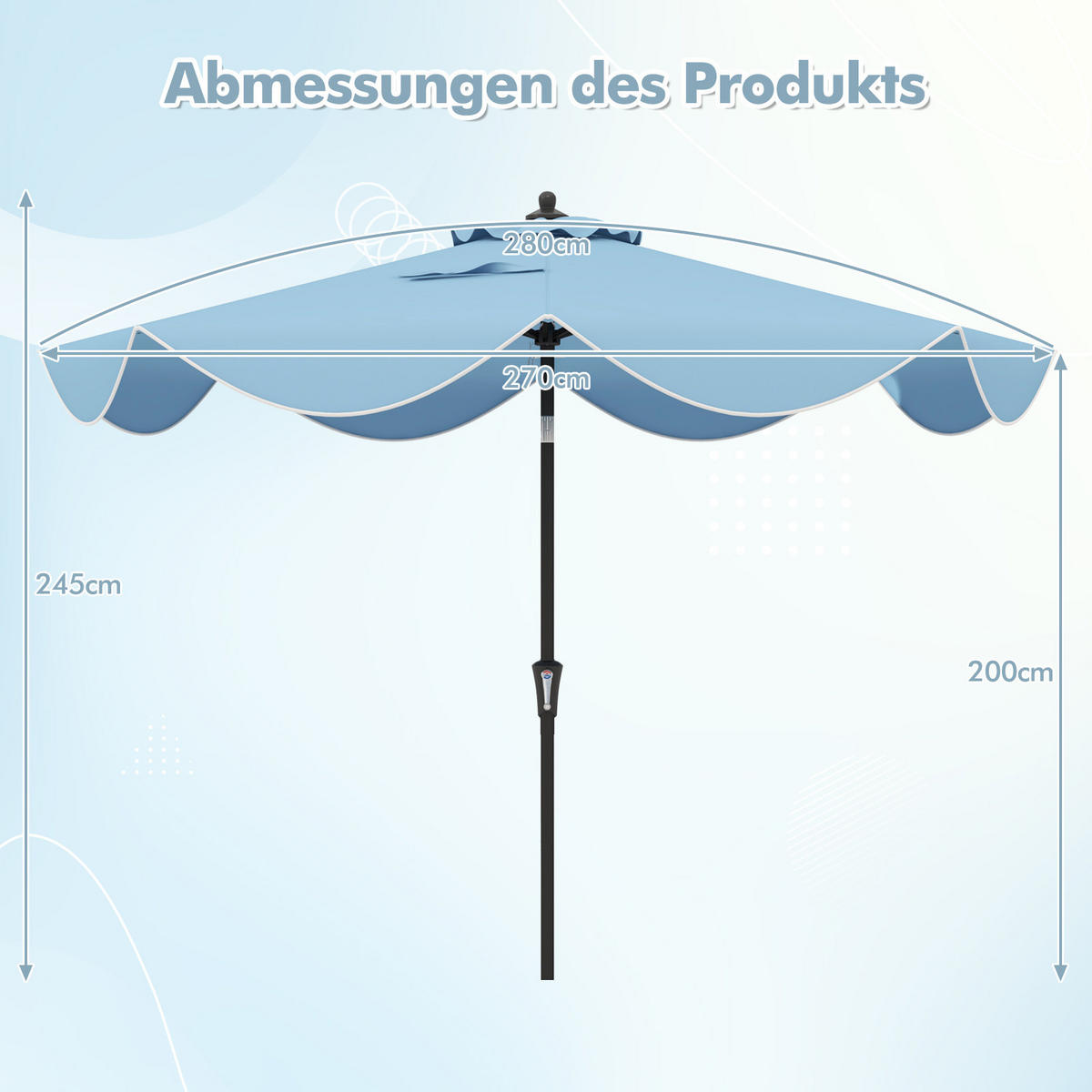 TERRASSENSCHIRM Marineblau - Hellblau, Kunststoff (280/280cm) - COSTWAY