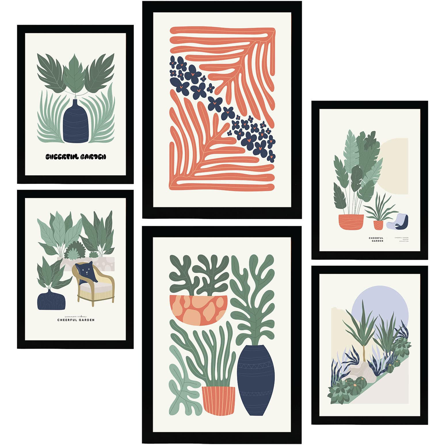 POSTER Set Mit 6 Minimalistischen Sommerkollektion A3 & A4 Rahmenlos - Klar, Papier (29/3cm) - Nacnic