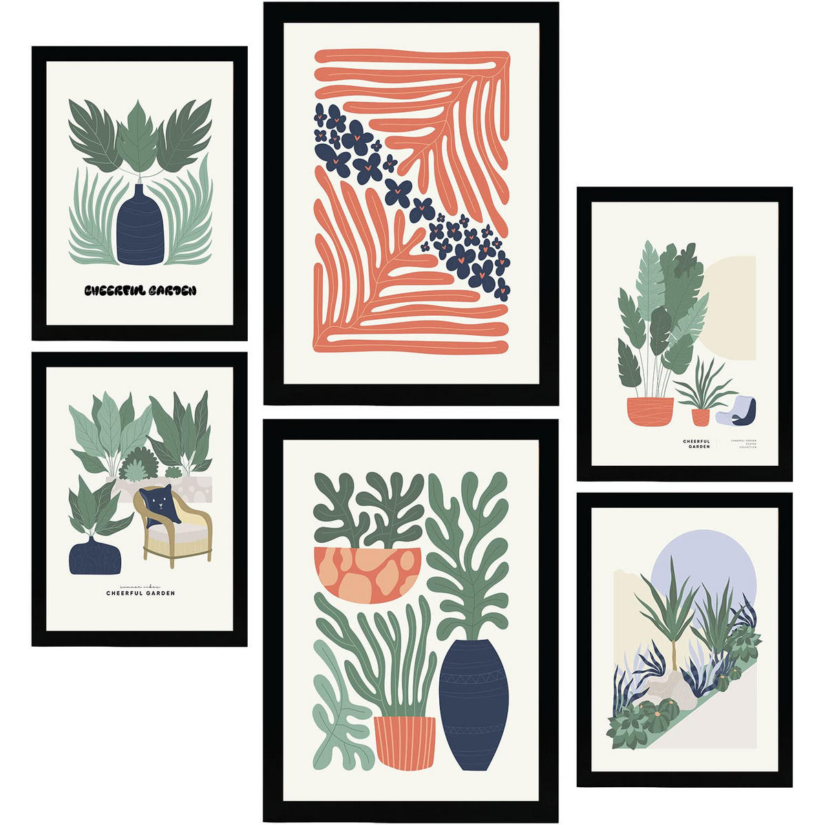 POSTER Set Mit 6 Minimalistischen Sommerkollektion A3 & A4 Rahmenlos - Klar, Papier (29/3cm) - Nacnic