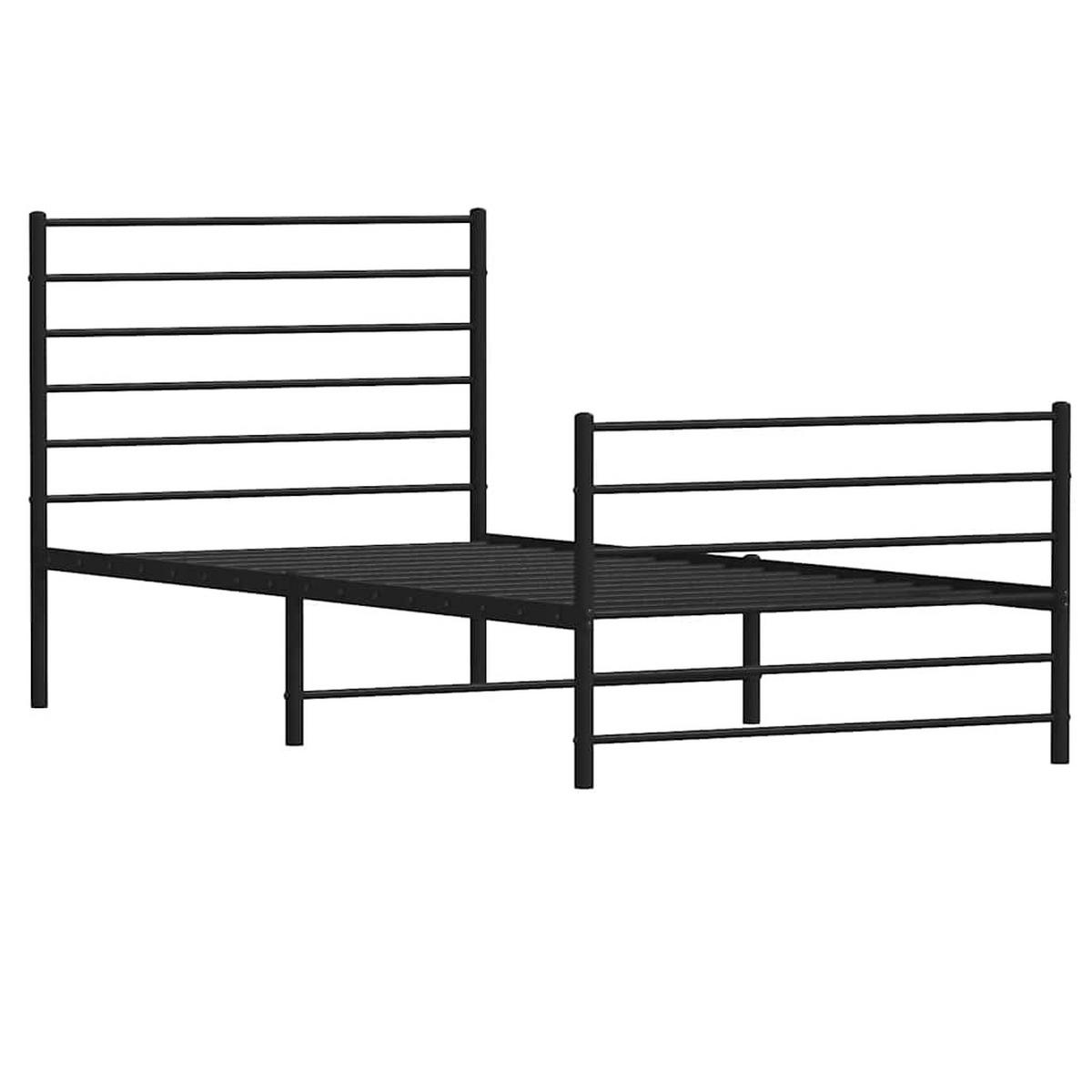 BETTGESTELL Mit Kopf- Und Fussteil Metall Schwarz 90/200 Cm - Schwarz, Metall (90/200cm) - vidaXL