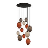 GALERIELEUCHTE Echos 12-flammig Mehrfarbig Ø 18/25cm - Multicolor/Schwarz, Glas (18/18/20cm) - s.luce