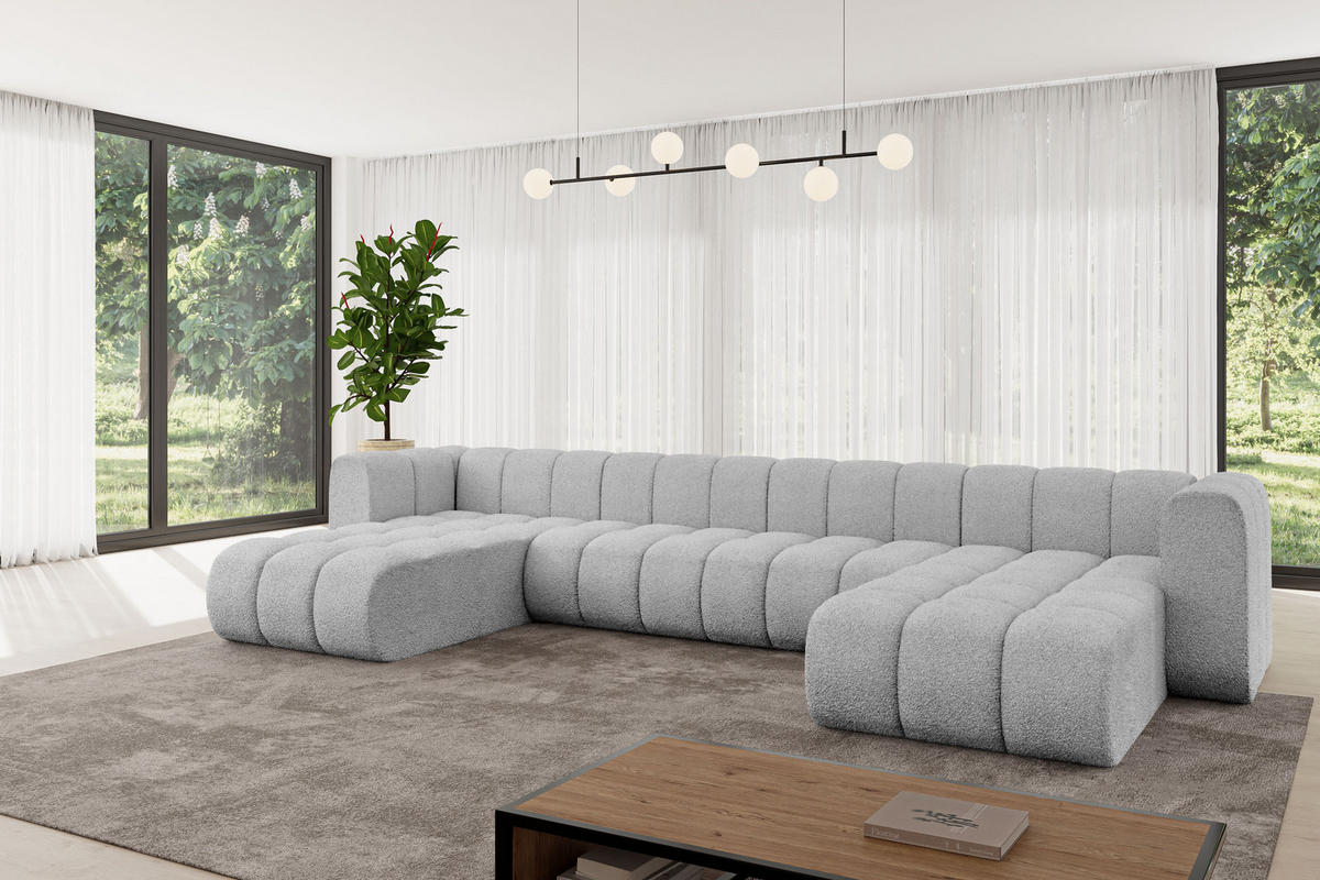 WOHNLANDSCHAFT modulares Sofa Joren-U2 - 410x177x70 cm Hellgrau - Hellgrau, Holzwerkstoff/Textil (410/70/177cm) - ALTDECOR