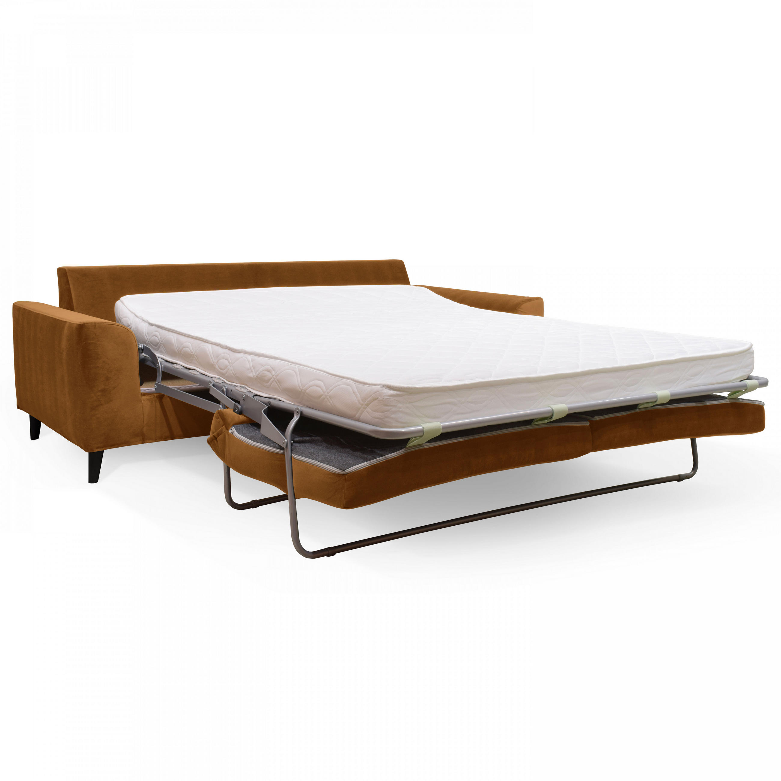 Thumbnail - Oviala 3-Sitzer-Schlafsofa,, Braun, Textil, Rechteckig, 97x88x205 cm, Wohnzimmer, Sofas & Couches, Schlafsofas