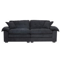 2-SITZER SOFA Chenille Schwarz mit Kissen - Schwarz, Holzwerkstoff/Kunststoff (213.4/87.6/90.1cm) - WISHDOR