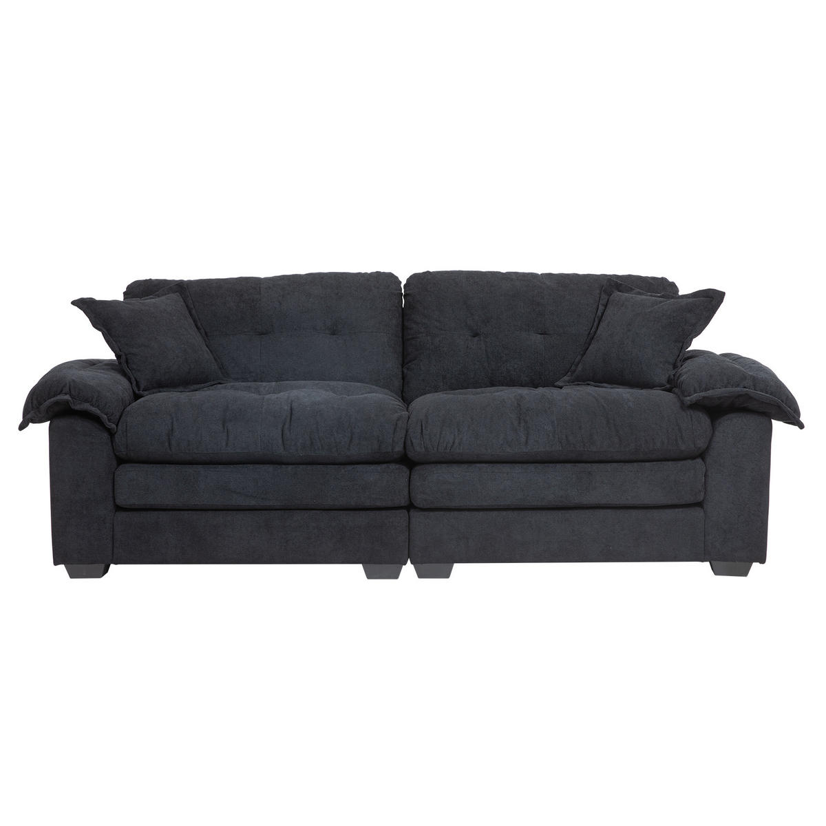 2-SITZER Sofa Chenille mit tiefem Sitz, Memory-Schaum 213,4/90,1/87,6 cm Schwarz - Schwarz, Textil (90.1/87.6/213.4cm) - Redom