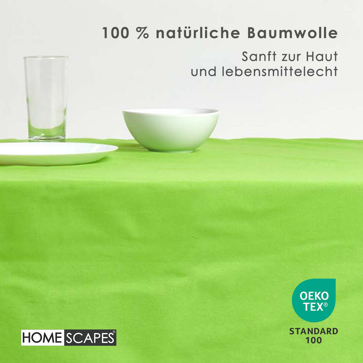 TISCHDECKE limette 137/228 cm, 100% Baumwolle - Limette, Textil (137/228cm) - Homescapes