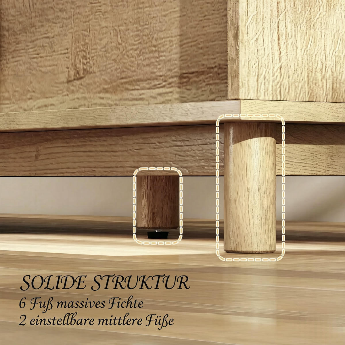 TV-SCHRANK 135/39/45 cm Eiche mit 2 Rattan-Türen und offenen Fächern - Eichefarben, Holz/Holzwerkstoff (135/45/39cm) - Oxeza