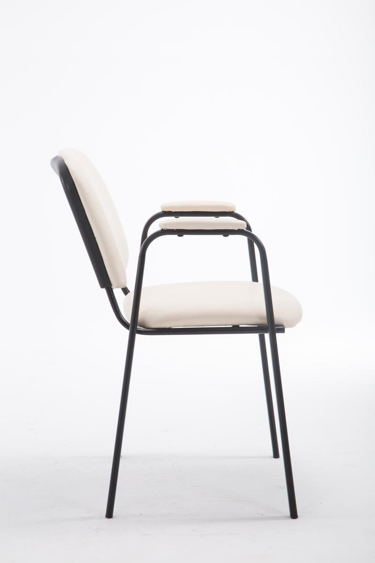 BESUCHERSTUHL Keen PRO, Kunstleder mit Armlehne - Gestell Schwarz / Bezug Creme - Schwarz/Naturfarben, Textil/Metall (53/79/53cm) - TPFLiving