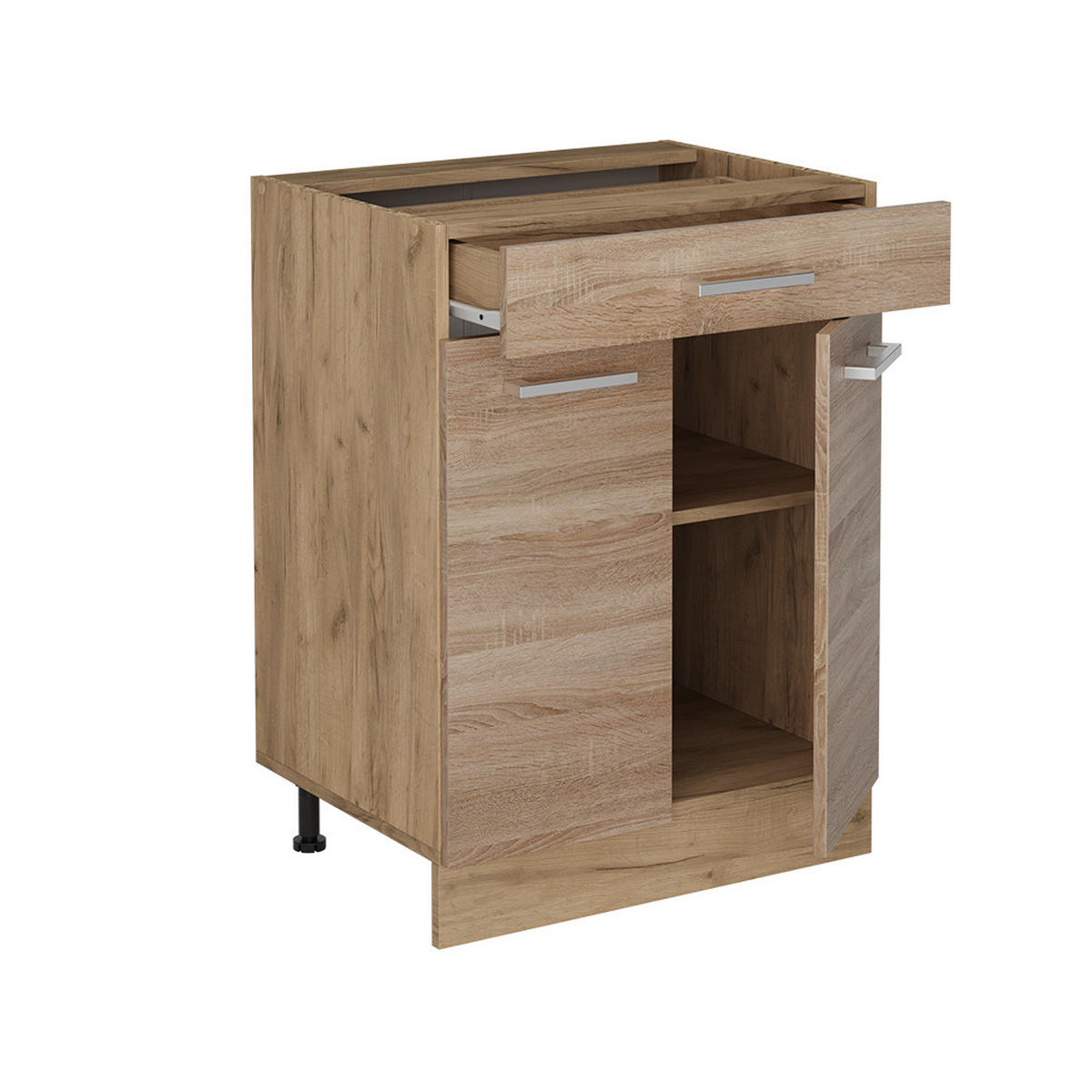 KÜCHENUNTERSCHRANK R-Line Sonoma 60 cm AP Marmor - Honigeiche/Eiche Wotan, Holzwerkstoff (60/81.6/60cm) - Vicco