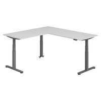 ECKSCHREIBTISCH elektrisch höhenverstellbar L-Form 200/200/74 cm in Grau/Graphitfarben - Graphitfarben/Grau, Holzwerkstoff (200/200/74cm) - bümö