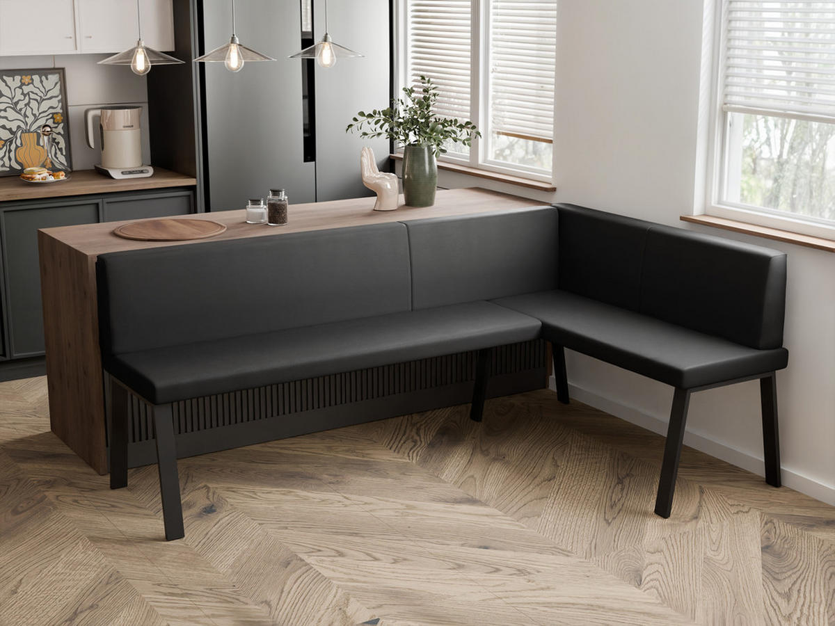 ECKBANK rechts MONO Y Kunstleder glatt, 128/168 cm Schwarz - Schwarz, Kunststoff/Textil (128/168cm) - Idohome
