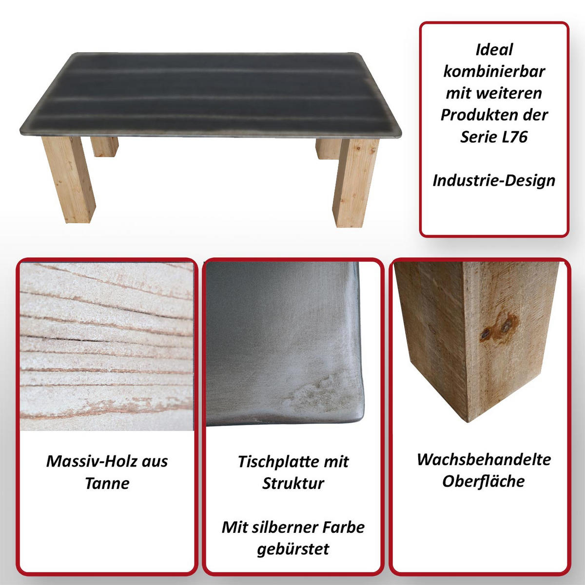 ESSTISCH Braun, Metall - Silberfarben/Braun, Holz (100/200/77cm) - MCW