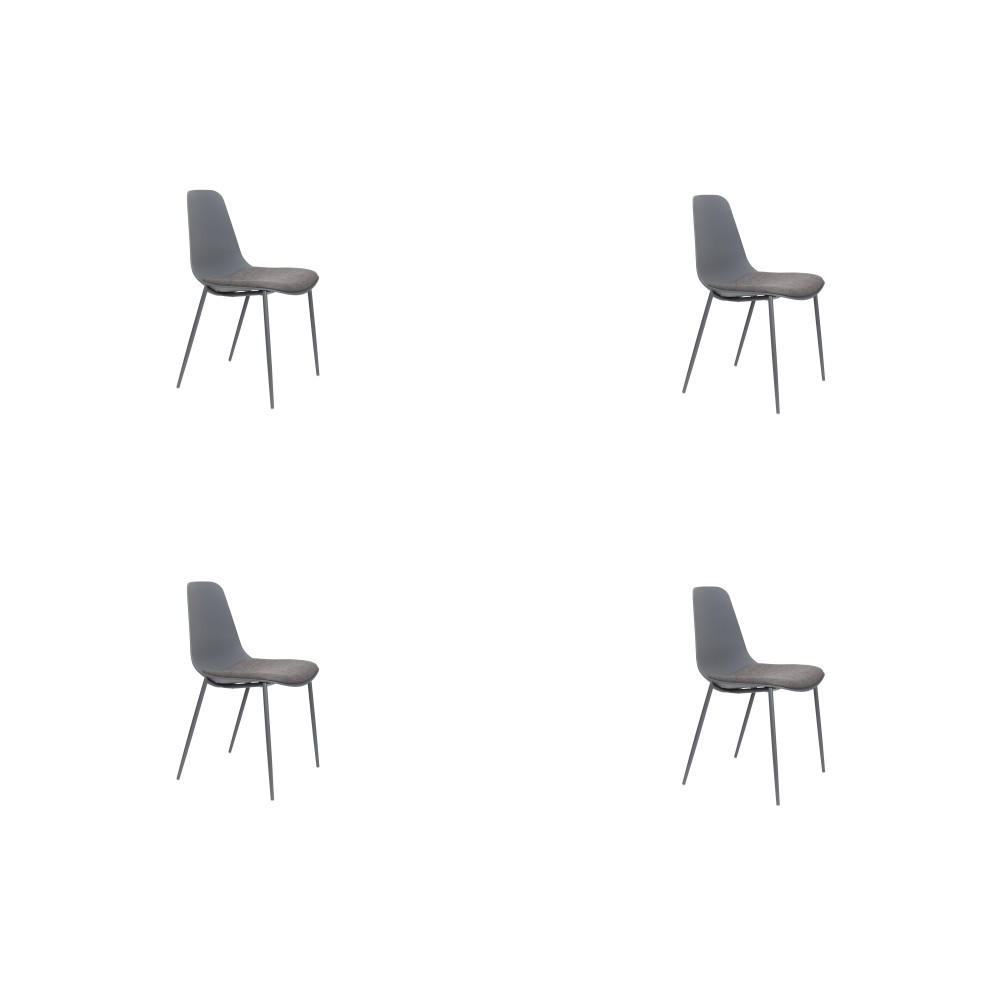 ESSZIMMERSTUHL Jeffrey - Grau - 48.5/49/88 cm - 4er-Set - Grau, Kunststoff (49/88/48.5cm) - Novel