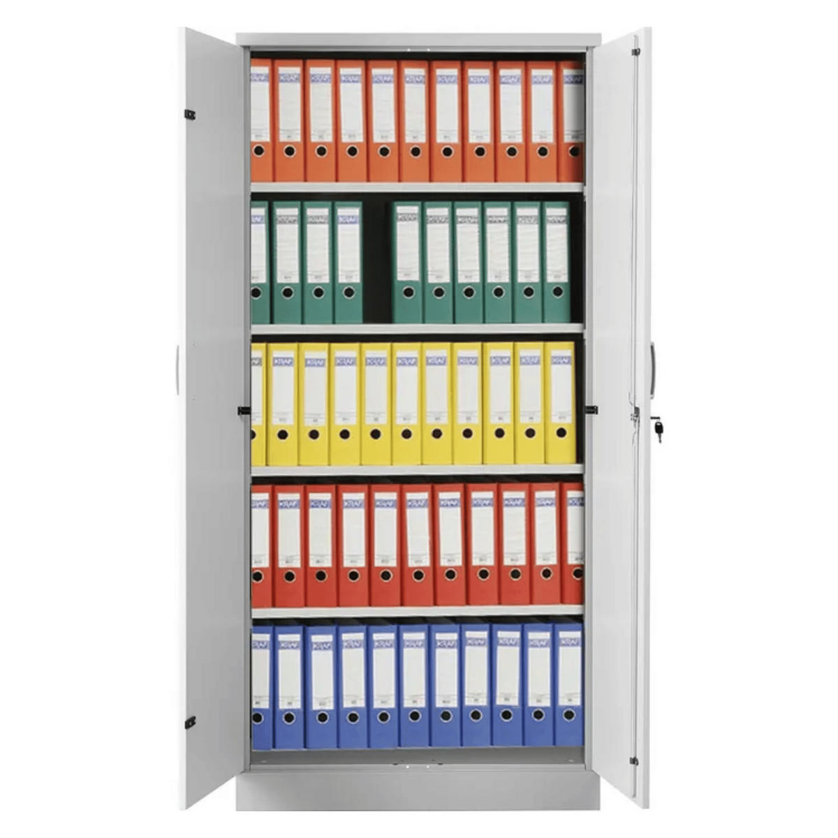 AKTENSCHRANK Beetle 4 Fachböden 195x92x42 cm Silber & Grau - Grau, Metall (92/195/42cm)