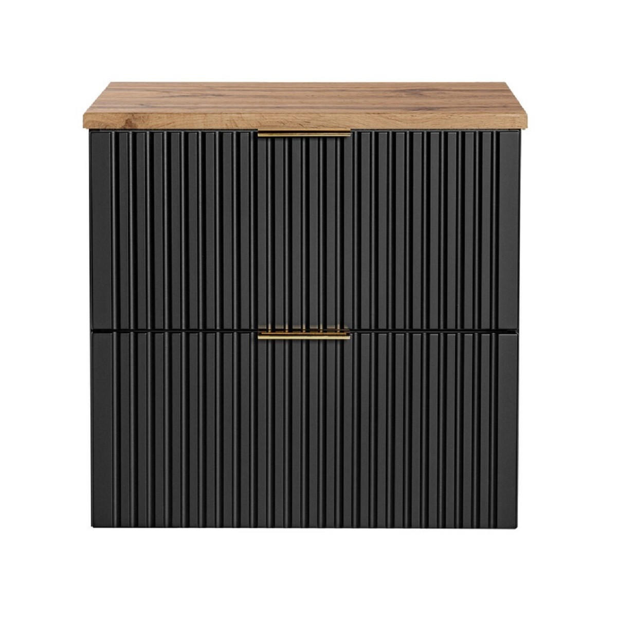 Milaros Markt Waschtischunterschrank Schwarz, Eiche Wotan 60x57x46.6 cm