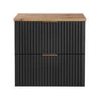 WASCHTISCHUNTERSCHRANK 60 cm 2 Teile - Adel Black A BM135 in Schwarz Matt/Wotan Eiche - Eiche Wotan/Schwarz, Holz (60/57/46.6cm)