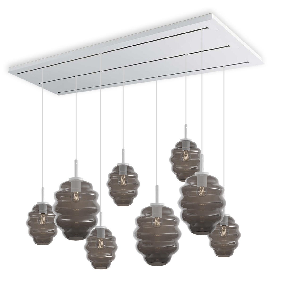 HÄNGELEUCHTE Echos 8-flammig Rauch Ø 18/25cm - Anthrazit/Weiß, Glas (18/18/20cm) - s.luce