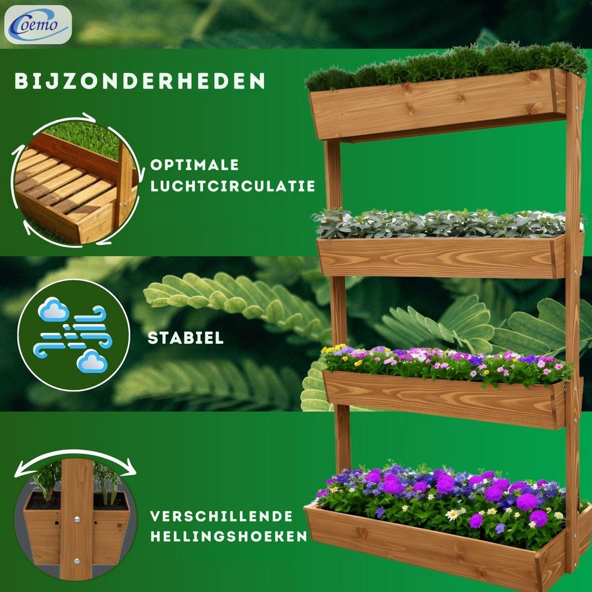 VERTIKALBEET VERA 4 Etagen Farbe Braun 85/45/140 cm - Braun, Holz (45/140/85cm) - Coemo