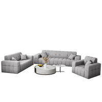 SITZGARNITUR 3+2+1 NIMES Stoff Perfect Harmony Grau - Grau, Holz/Textil (245/82/92cm) - Kaiser Möbel