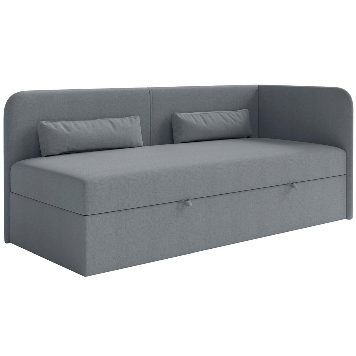JUGENDBETT Calmmo Dunkelgrau mit Chenille-Bezug, Kopfteil rechts - Dunkelgrau, Textil (90/200cm) - Selsey