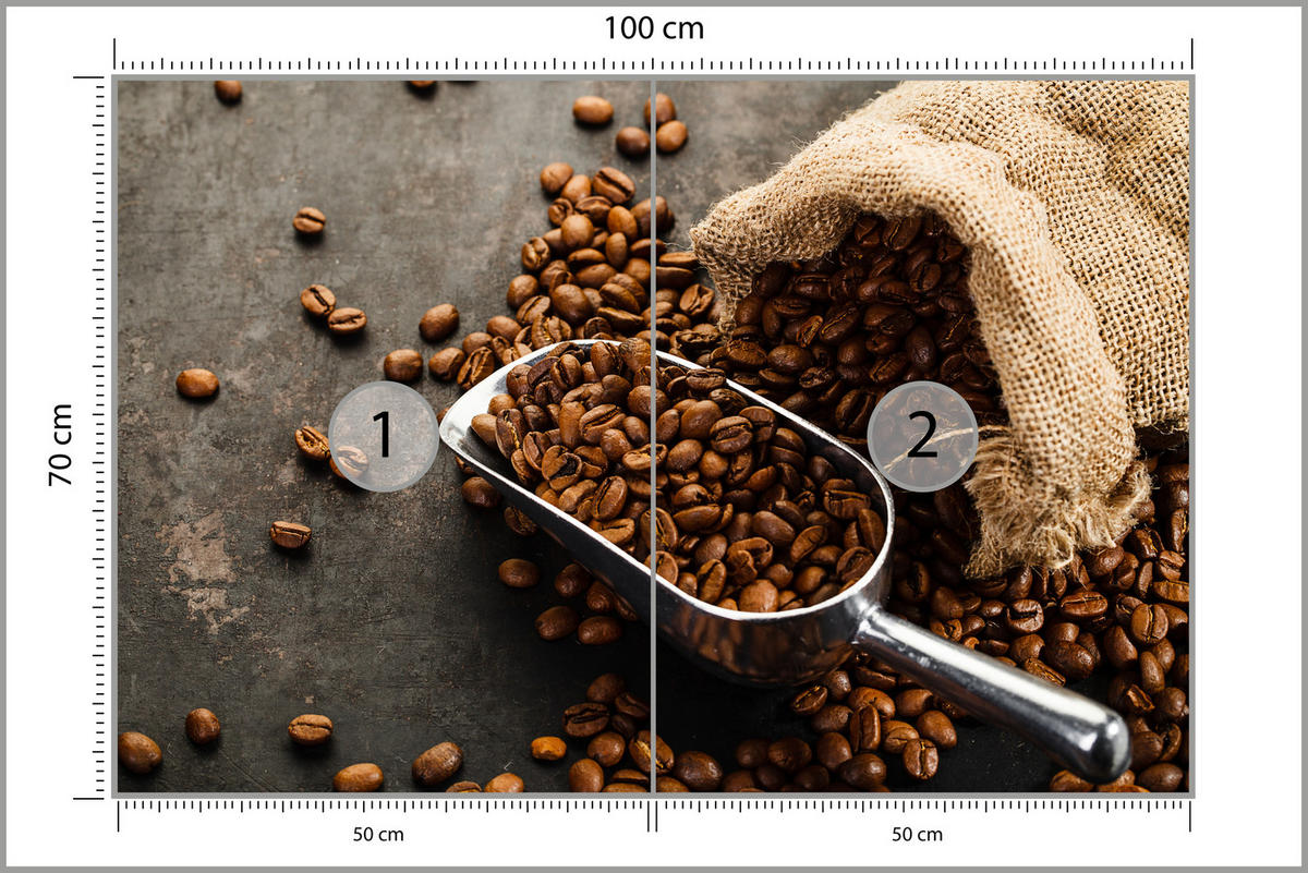 FOTOTAPETA Pre Kuchyňu Vrece s Kávovými Zrnami Na Betóne 100 x 70 cm - hnedá/čierna, papier (100/70cm) - Muralo