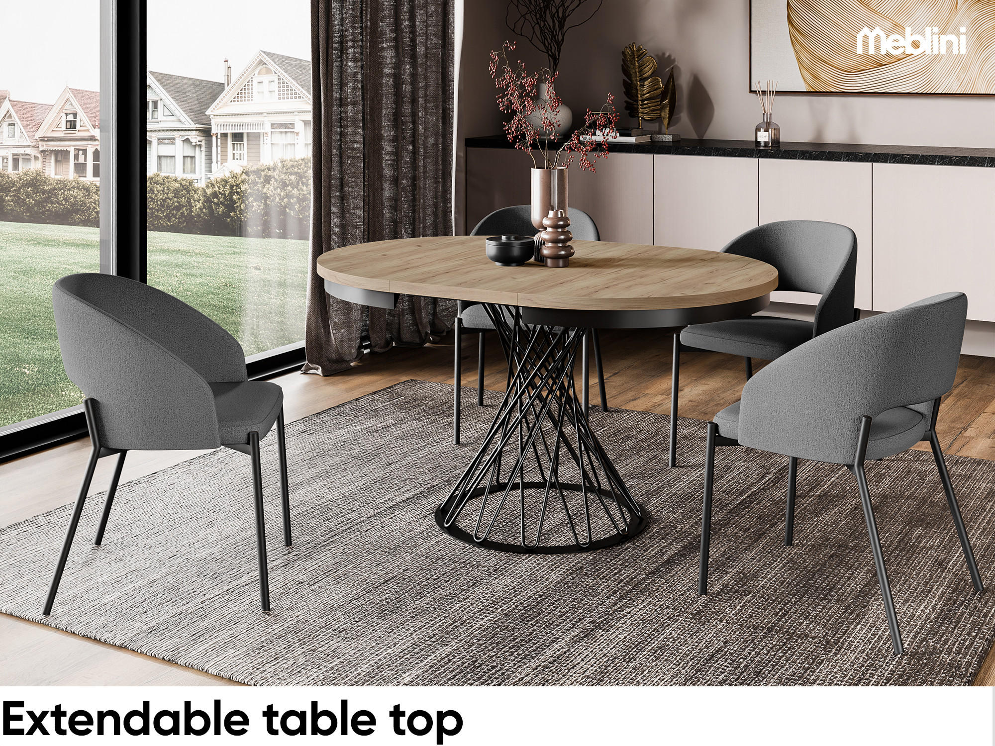 ESSTISCH LUCO - Honigeiche/Schwarz, Holzwerkstoff (100/100/77cm) - Meblini