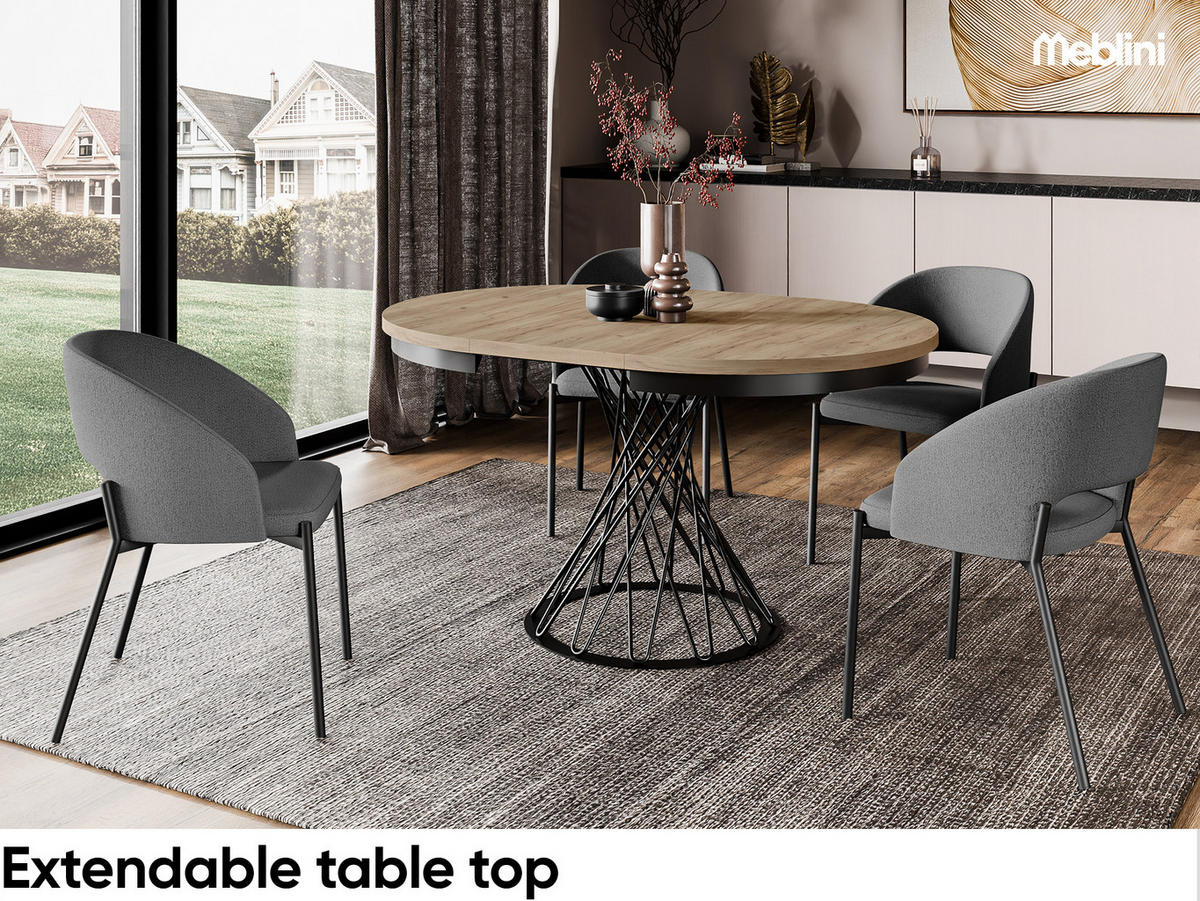 ESSTISCH LUCO - Honigeiche/Schwarz, Holzwerkstoff (100/100/77cm) - Meblini