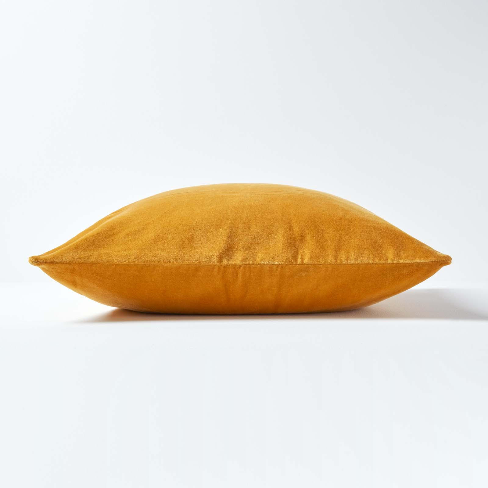 KISSENHÜLLE Baumwollsamt senfgelb 40/40 cm - Dunkelgelb, Textil (40/40cm) - Homescapes